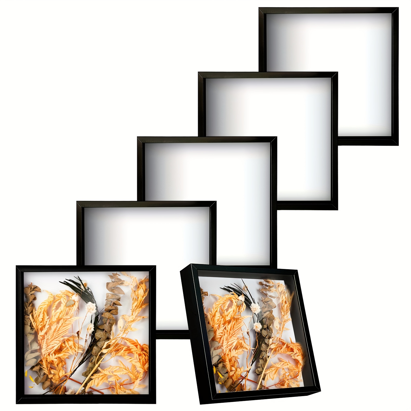Resin Art For Photo Frame - 6-Pack Black Resin Square Shadow Box