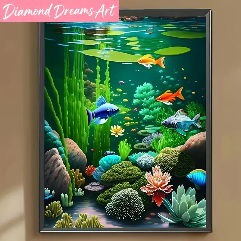 Resin Art Hanging - Frameless,Diamond Art Painting Underwater World Full