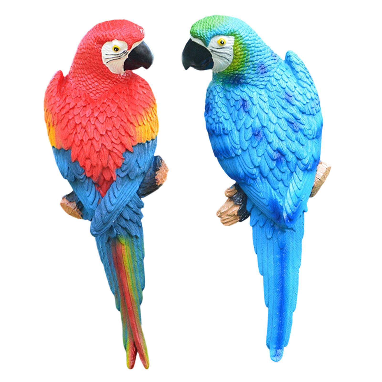 2 Pieces Parrot Figurines Yard - Resin Art Hanging avaliação e preço