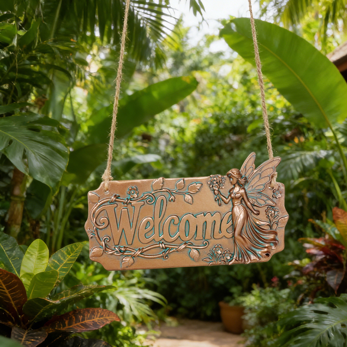 Copper Fairy Welcome Sign Hang - Resin Art Hanging avaliação e preço