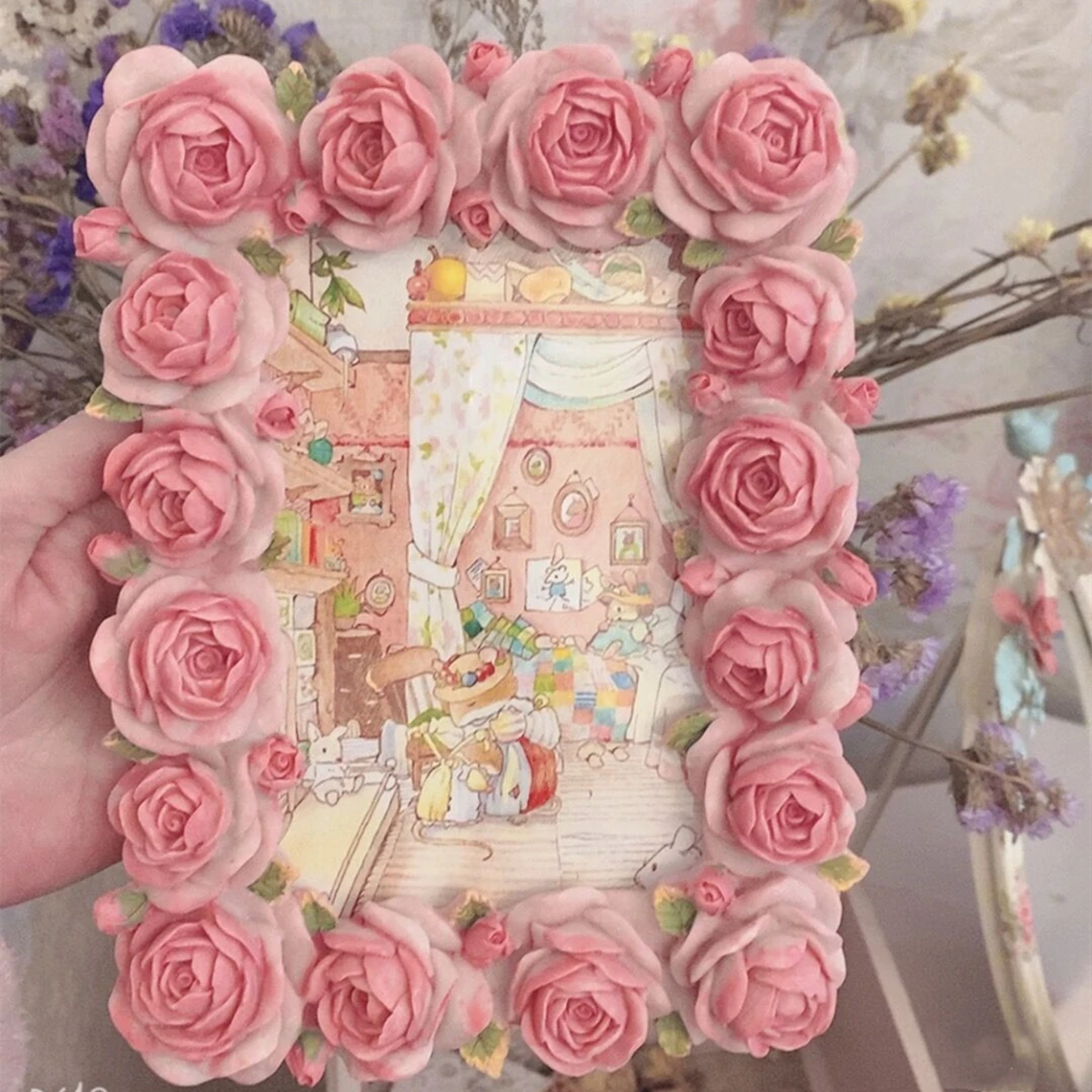 Pink Rose Blossom Series Warm  - Resin Art For Photo Frame avaliação e preço