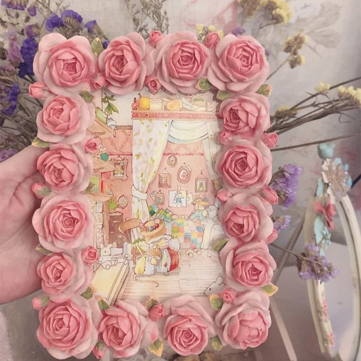 Pink Rose Blossom Series Warm  - Resin Art For Photo Frame avaliação e preço