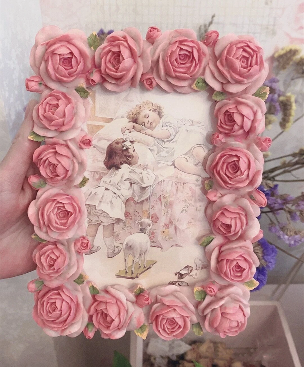Pink Rose Blossom Series Warm  - Resin Art For Photo Frame avaliação e preço