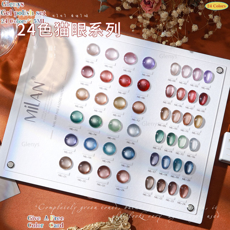 Glemys 24 color cat's eye nail - Resin Art Learning avaliação e preço