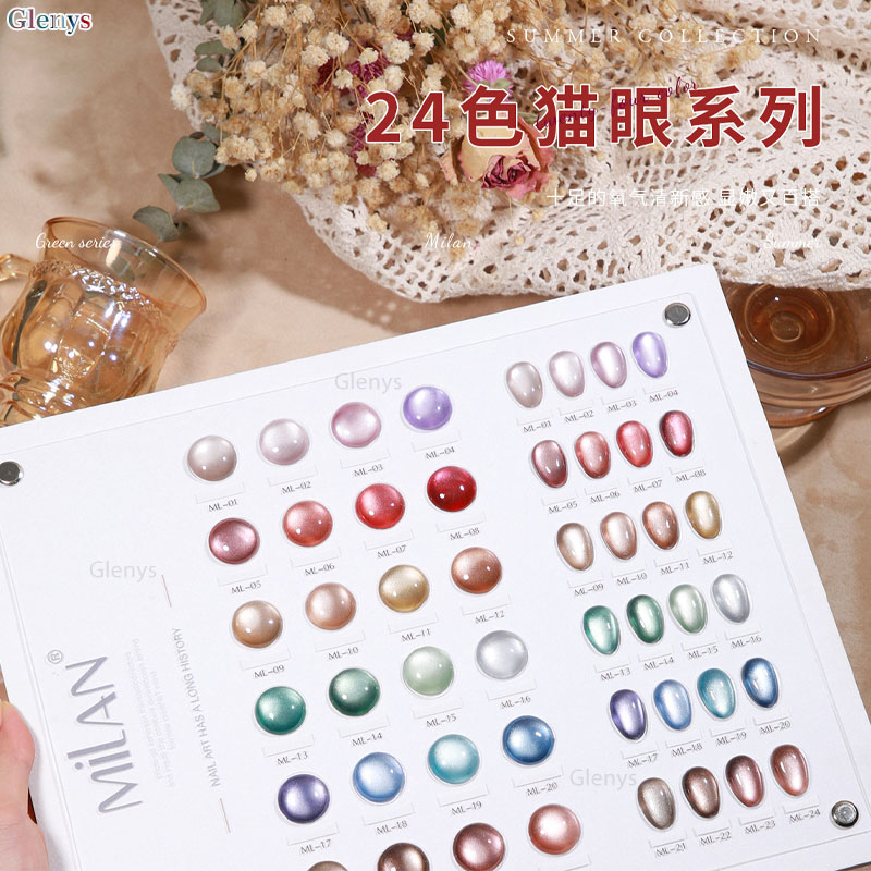 Glemys 24 color cat's eye nail - Resin Art Learning avaliação e preço