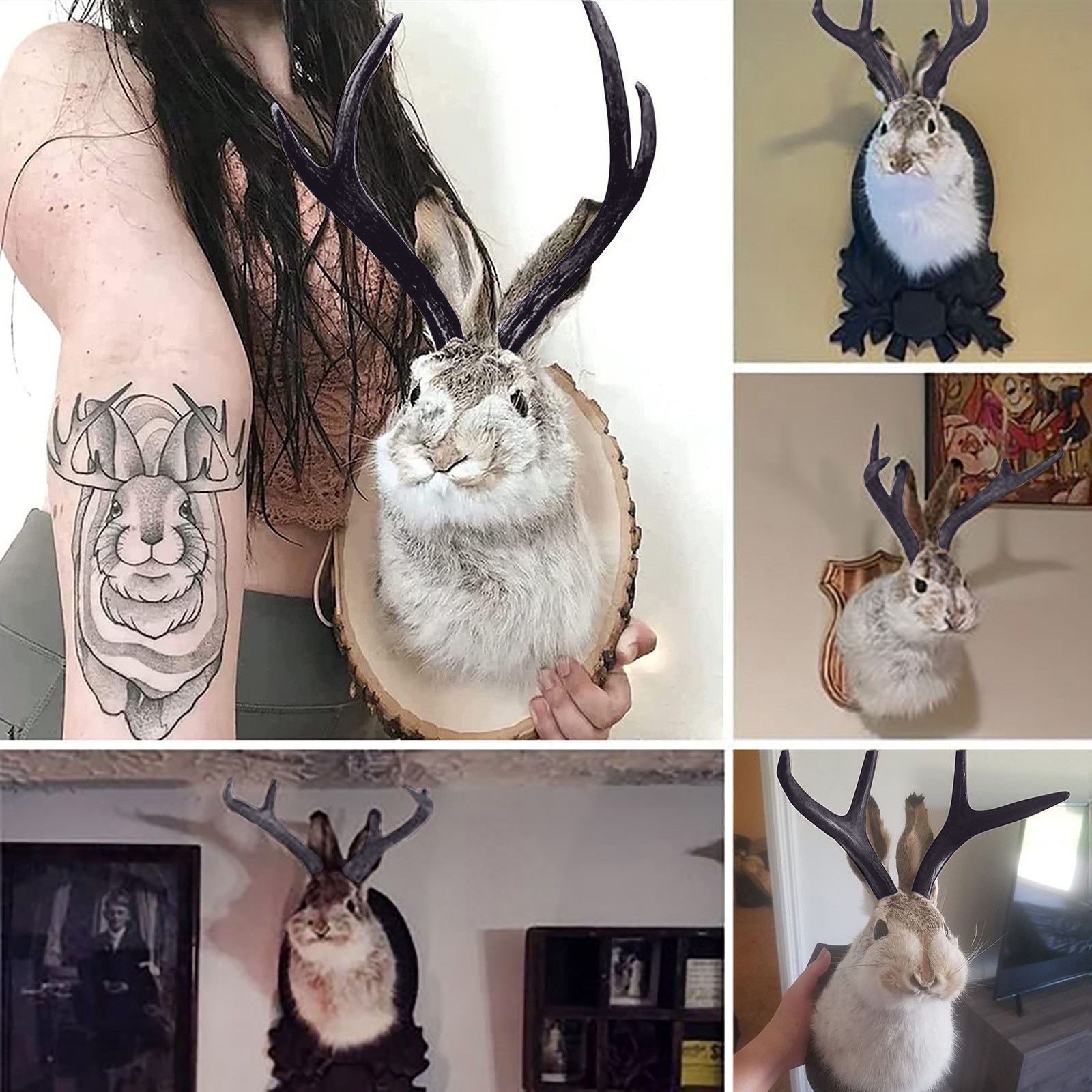 Easter Gift Bunny Head Antlers - Resin Art Hanging avaliação e preço