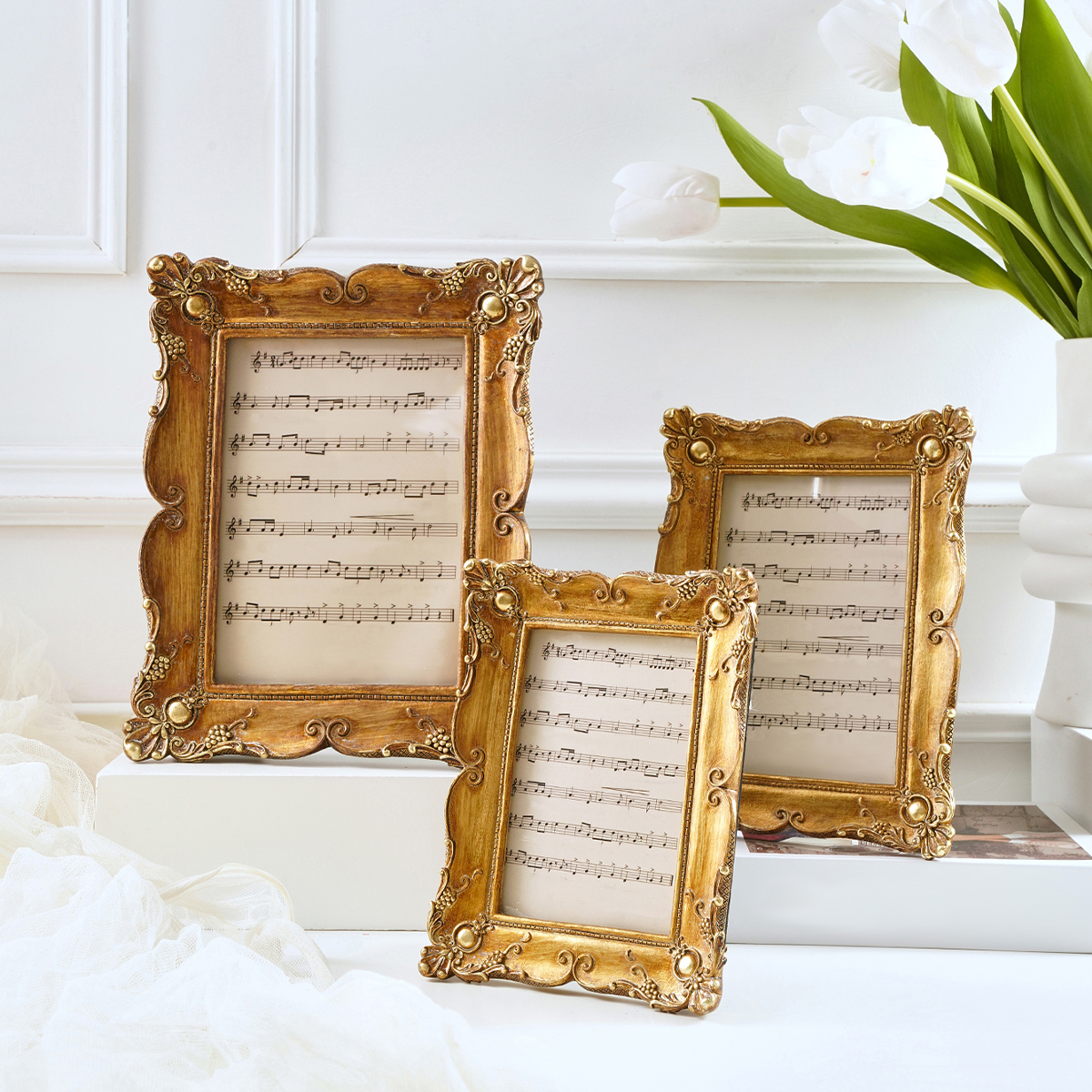 Vintage Gold Lace Photo Frame  - Resin Art For Photo Frame avaliação e preço