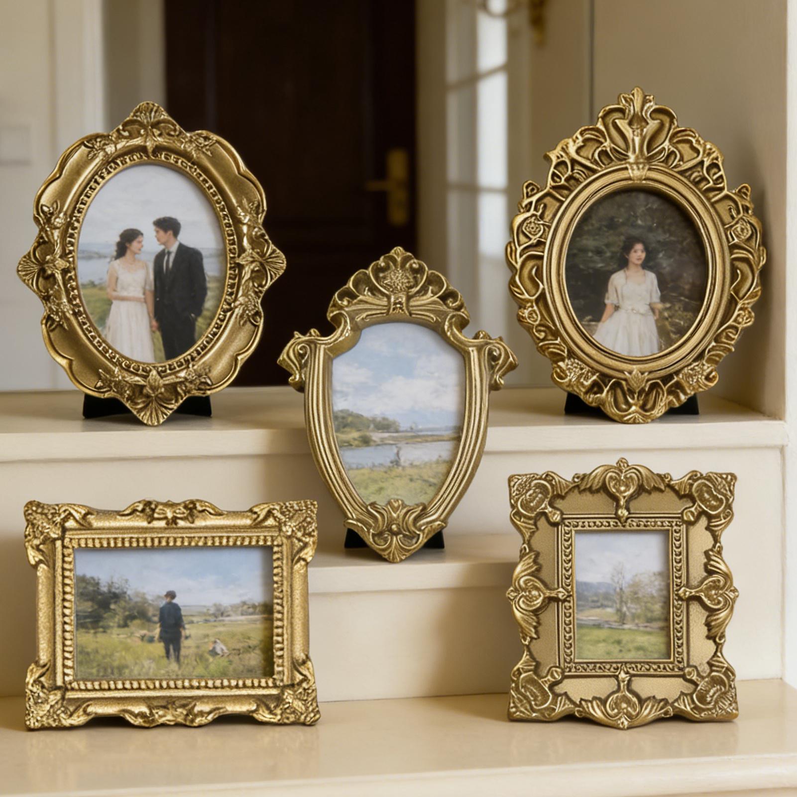 5PCS Gold Vintage Photo Frame  - Resin Art For Photo Frame avaliação e preço