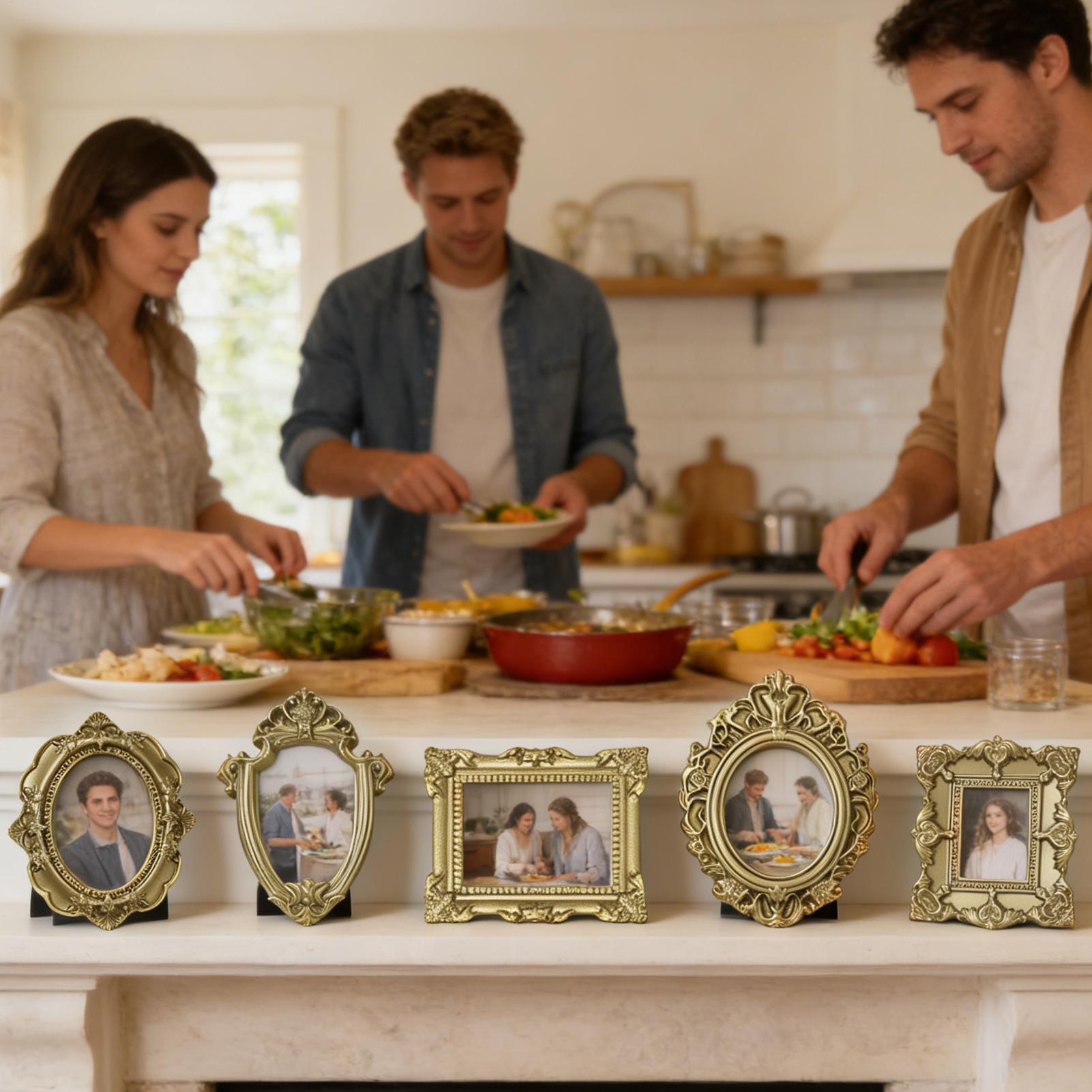 5PCS Gold Vintage Photo Frame  - Resin Art For Photo Frame avaliação e preço
