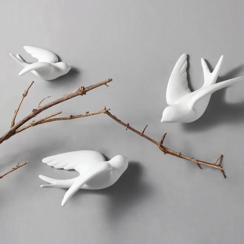 Creative Ceramic Birds Wall Ha - Resin Art Hanging avaliação e preço