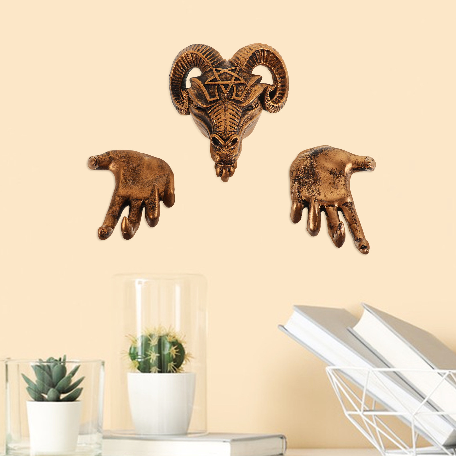 1Set Demon Goat Head Wall Hang - Resin Art Hanging avaliação e preço