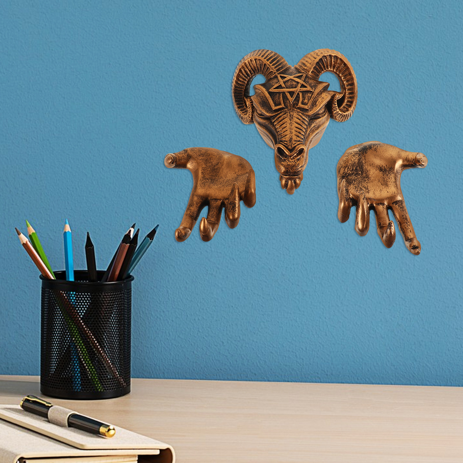 1Set Demon Goat Head Wall Hang - Resin Art Hanging avaliação e preço